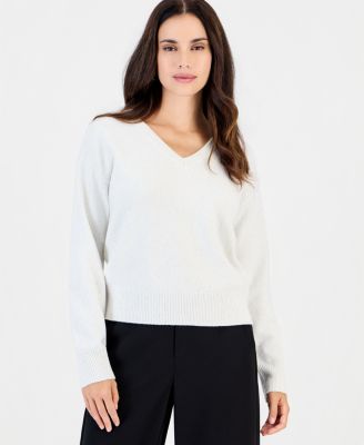 Petite Sequin V-Neck Sweater