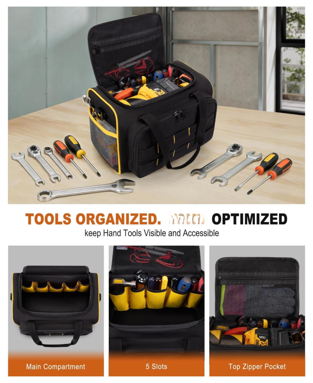 Xdovet Tool Bag Heavy Duty Tote Pockets Men