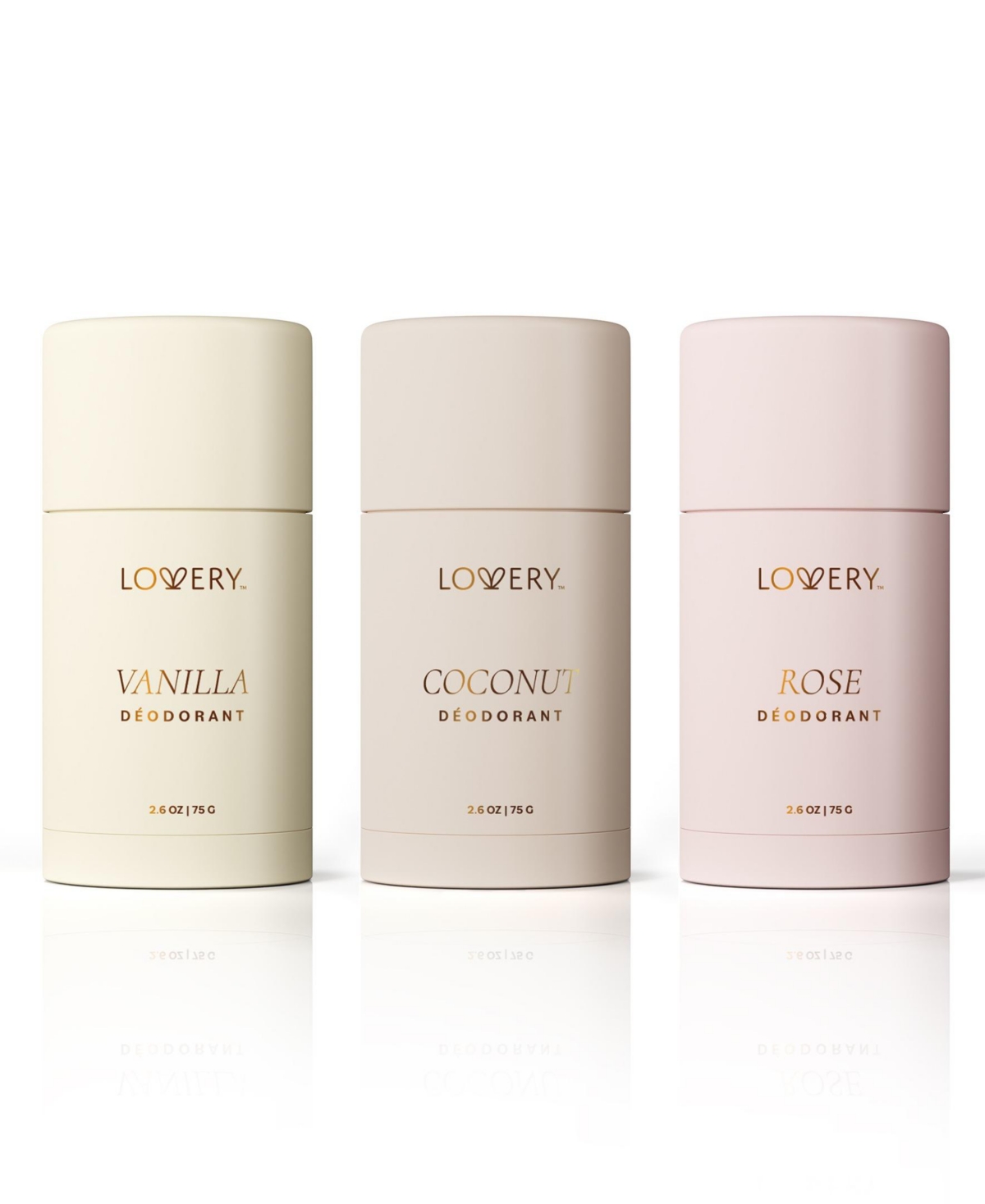 Lovery 3-Piece Deodorant Anti-Perspirant Stick, Aluminum Free, Vanilla, Coconut, and Rose Deodorant Stick Gift Set - Multi