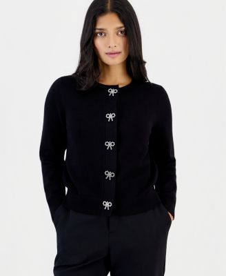 Petite Embellished Crewneck Cardigan