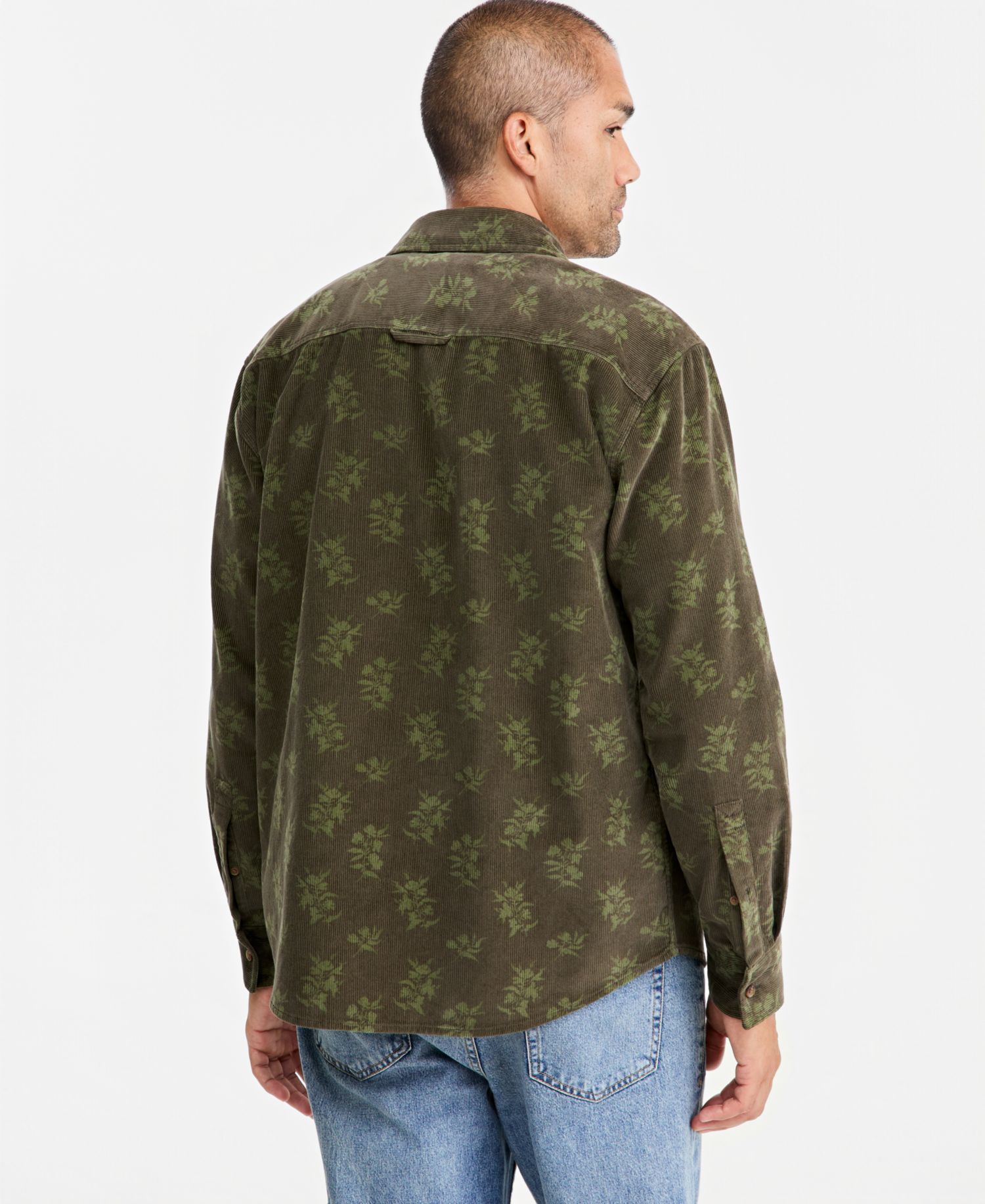 Men's Corduroy Long-Sleeve Floral Shirt