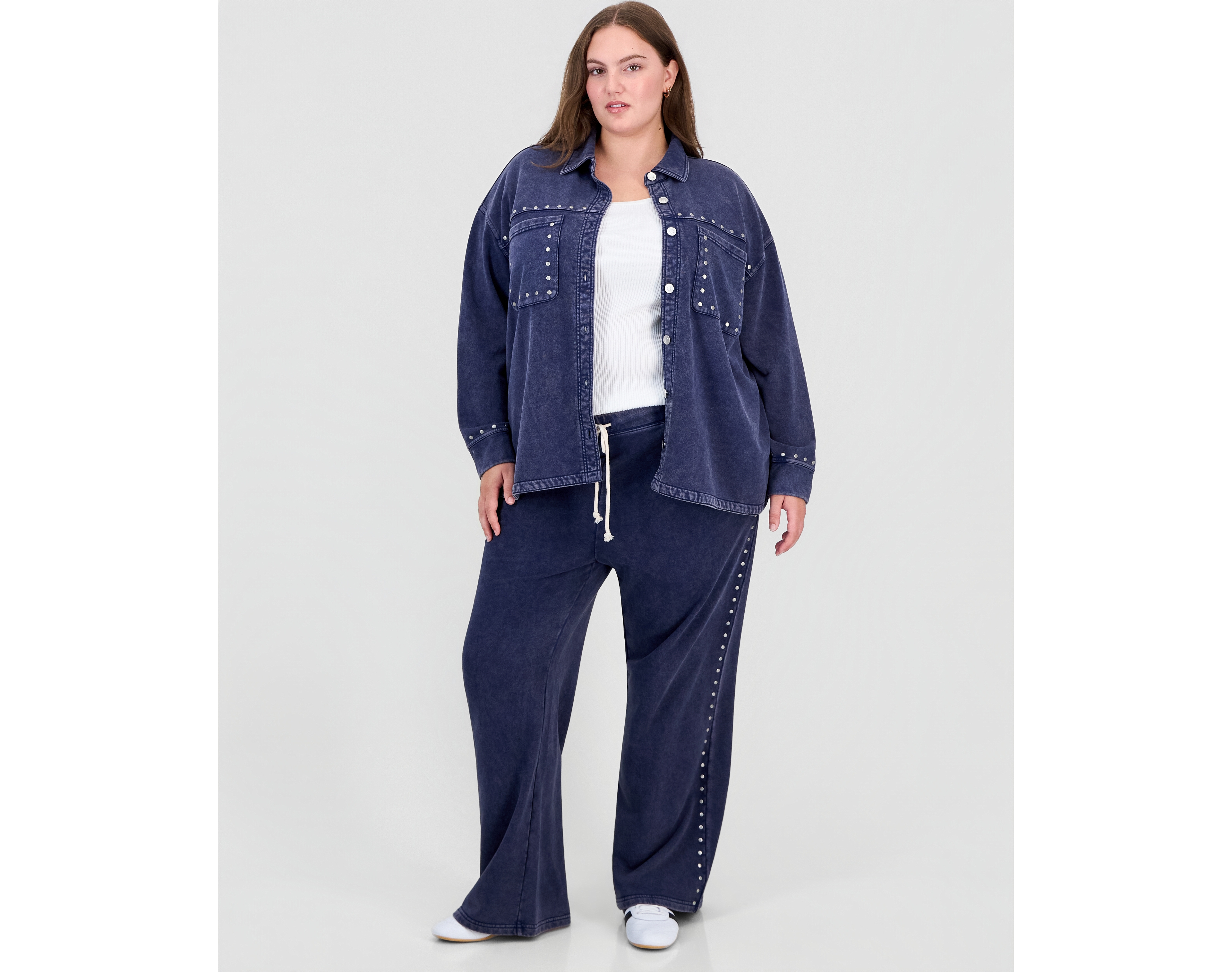 And Now This Trendy Plus French Terry Lounge Wide-Leg Pants, Macy's Exclusive