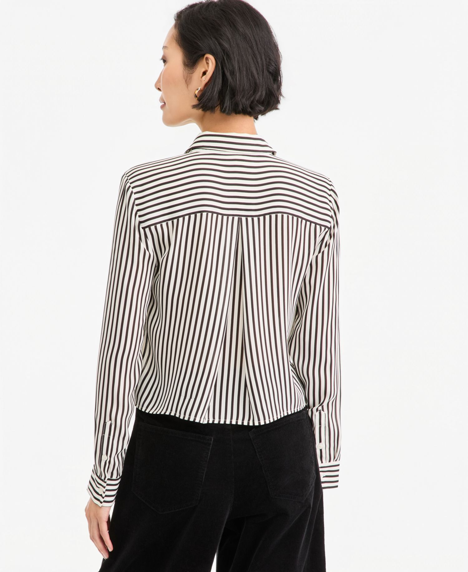 Women's Cropped Button-Down Crepe Shirt