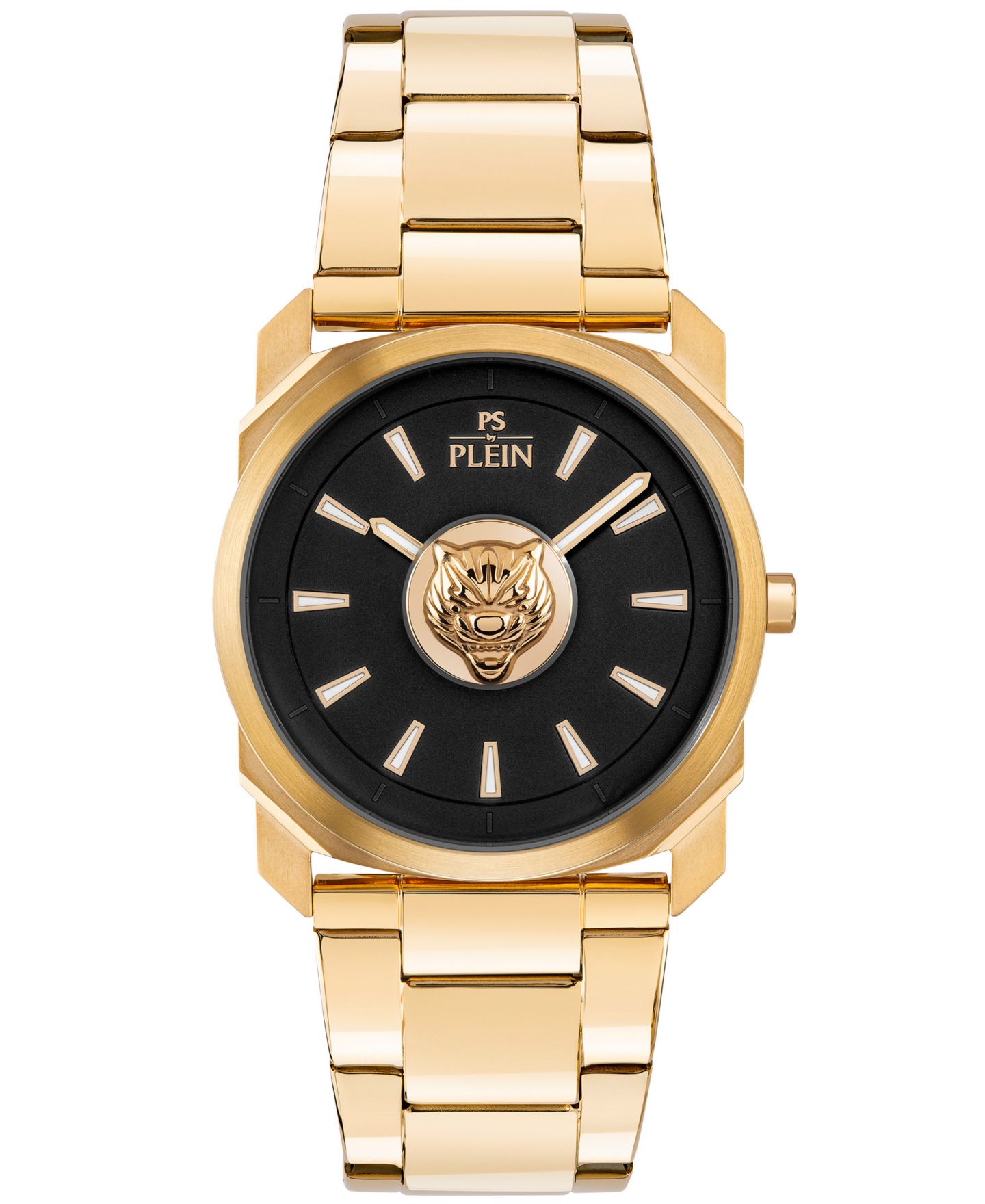 Мужские часы Plein Sport Dynamite Quartz Round IP Yellow Gold Case 40mm — фото 1