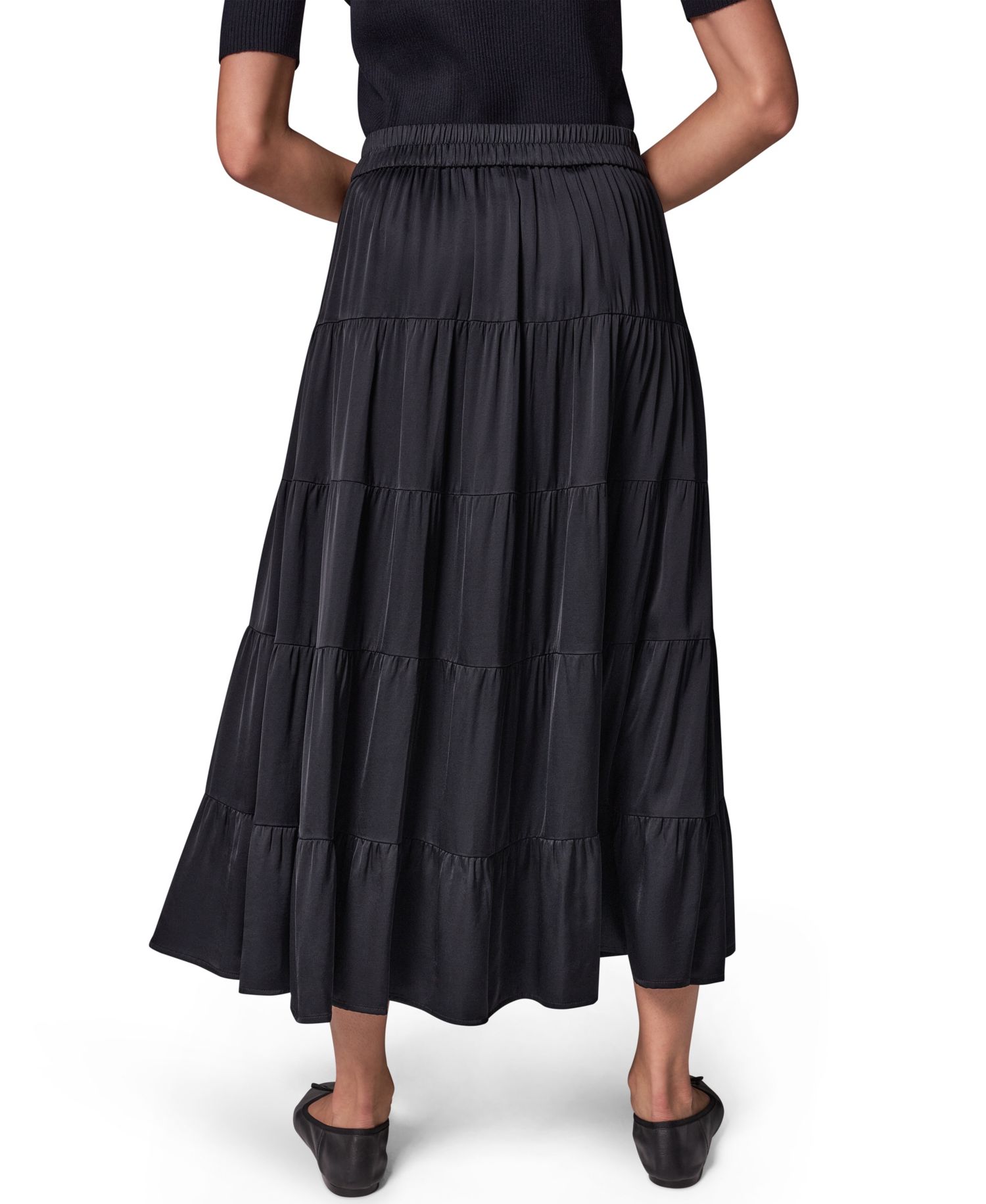 Women's Satin Midi Tiered Skirt