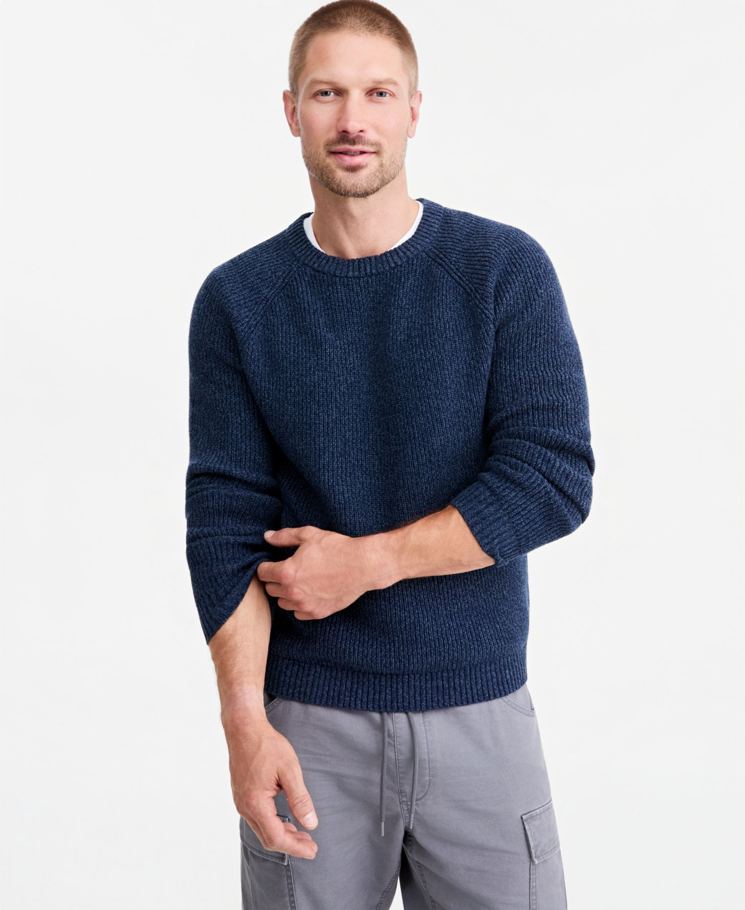Men's Luke Marled Raglan-Sleeve Crewneck Sweater