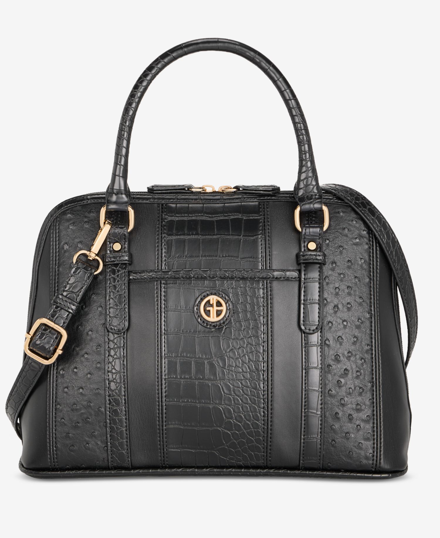 Mixed Media Detailed Dome Satchel