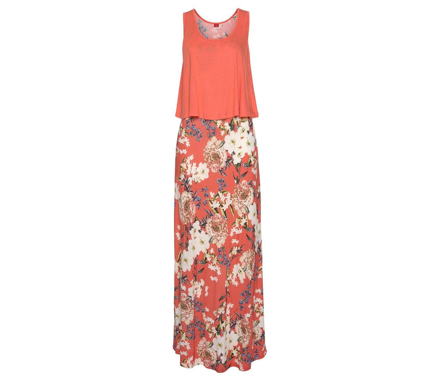 Women's Viscose Printed Layered Look Everyday Comfort Maxi Dress