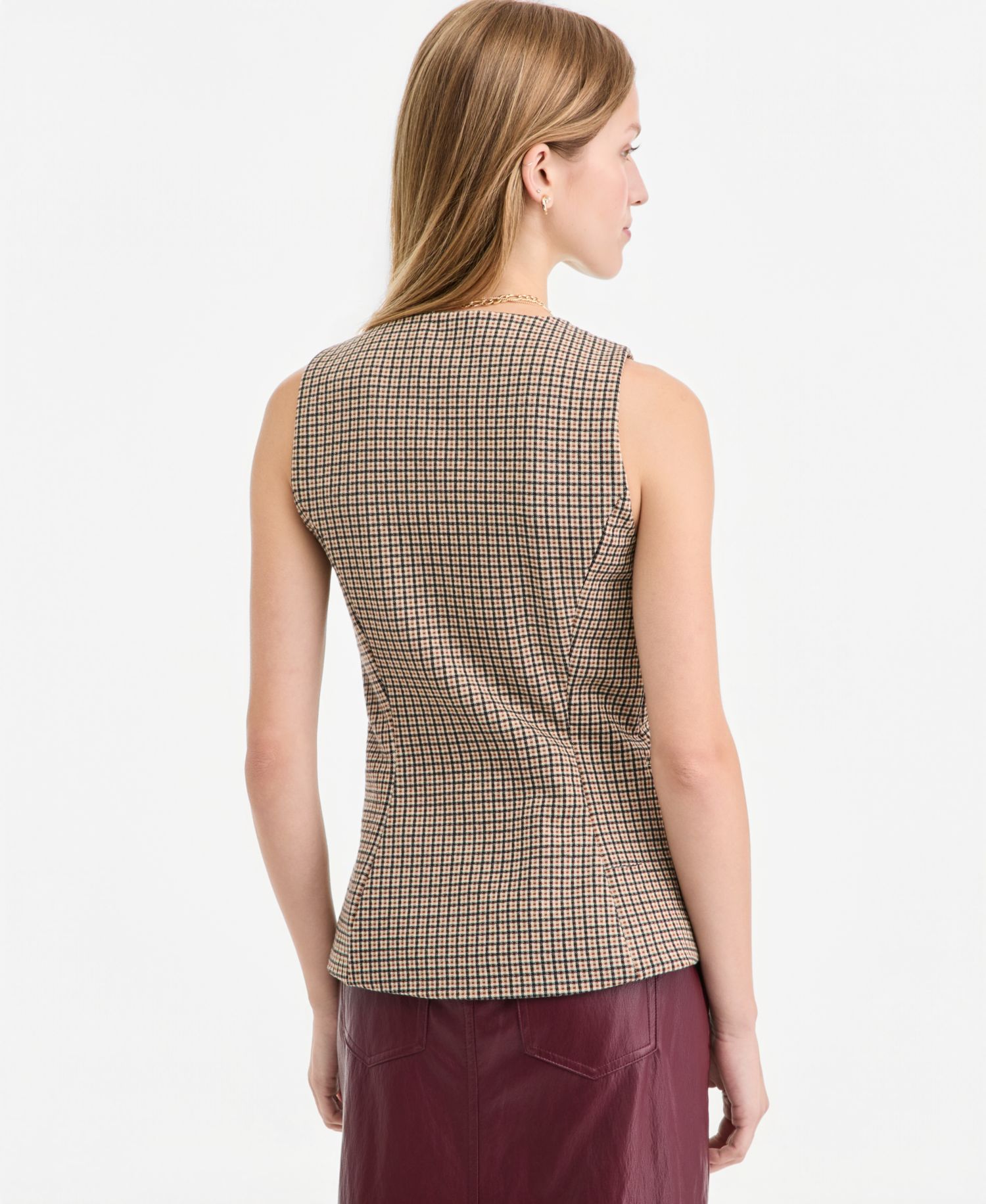 Women's Vivienne Check Longline V-Neck Vest