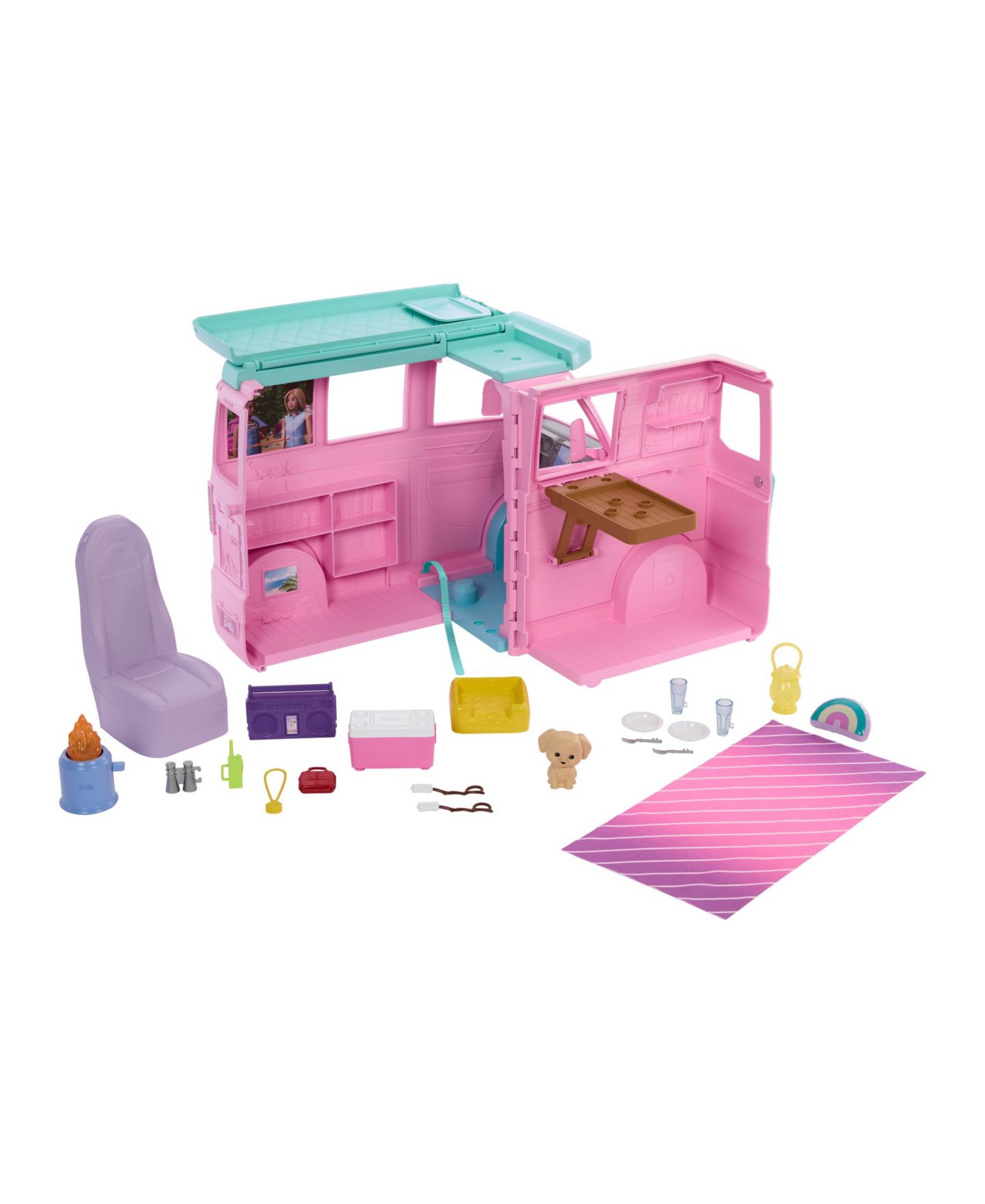 Детский игровой набор Barbie Dream Land Road Trip Camper 20-Piece Playset with Puppy & Travel Accessories — фото 2