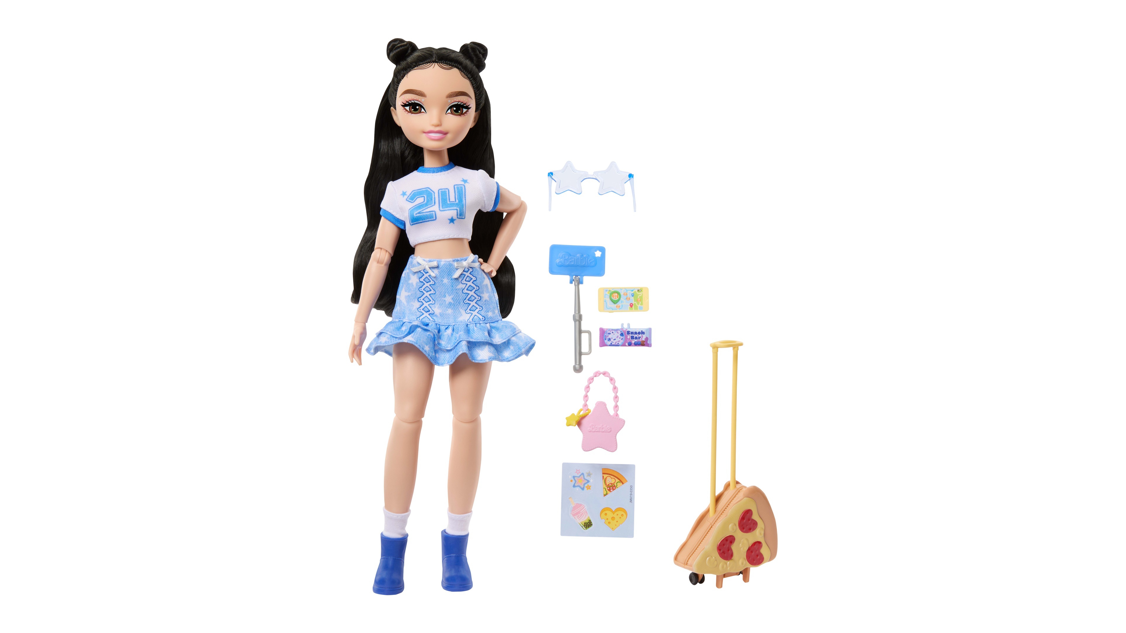 Barbie Dream Besties Weekend Getaway Renee 12.75" Travel-Themed Fashion Doll with 7 Accessories, Ages 4+