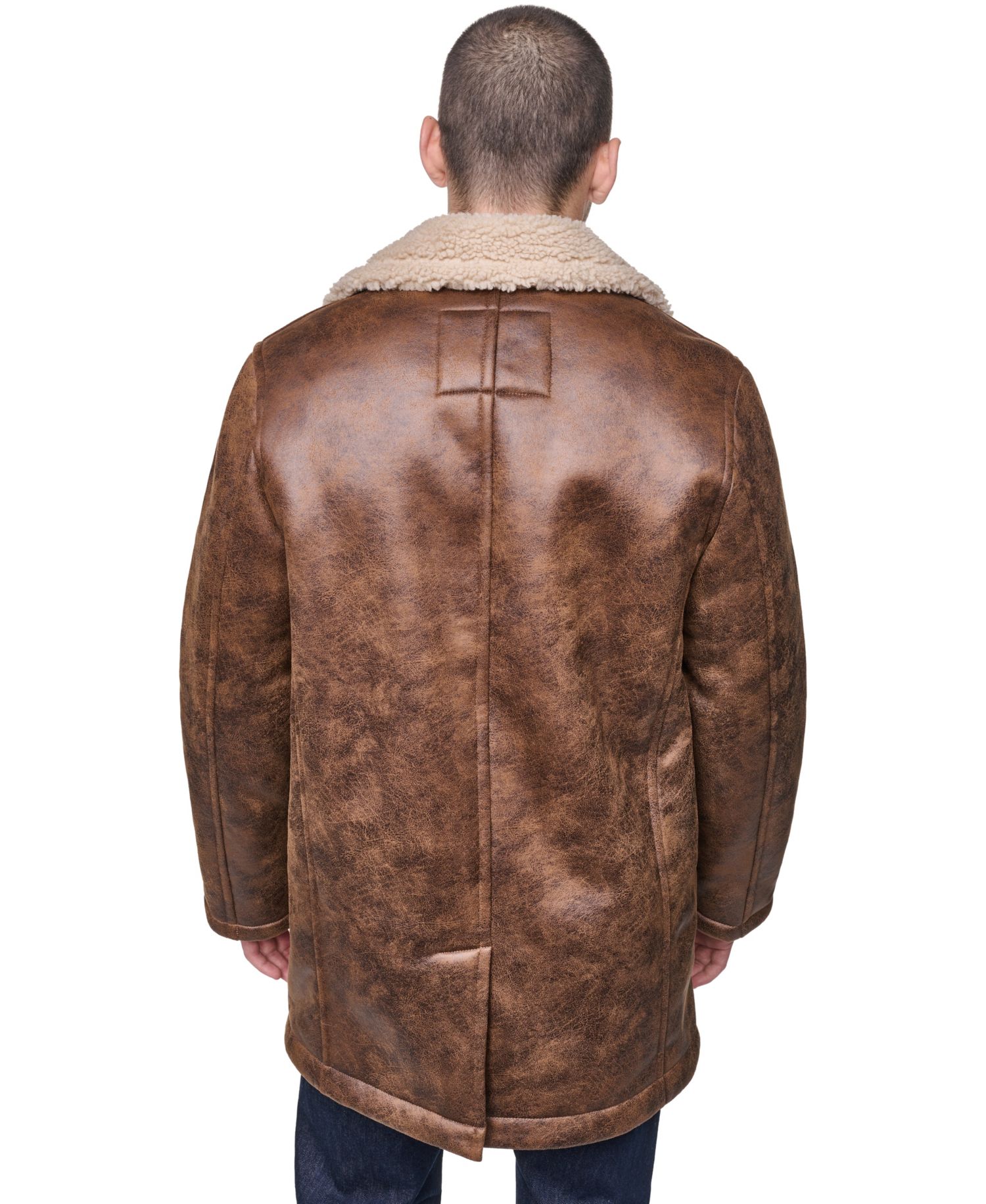 Men's Full Length Faux Shearling Jacket