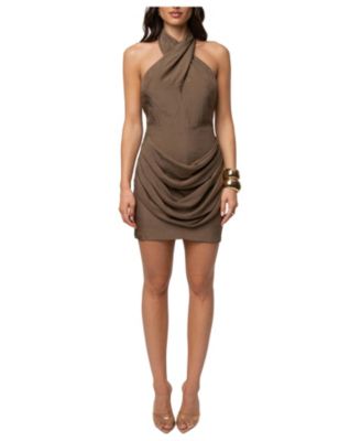 Women's Sailing Into Night Halter Satin Mini Dress