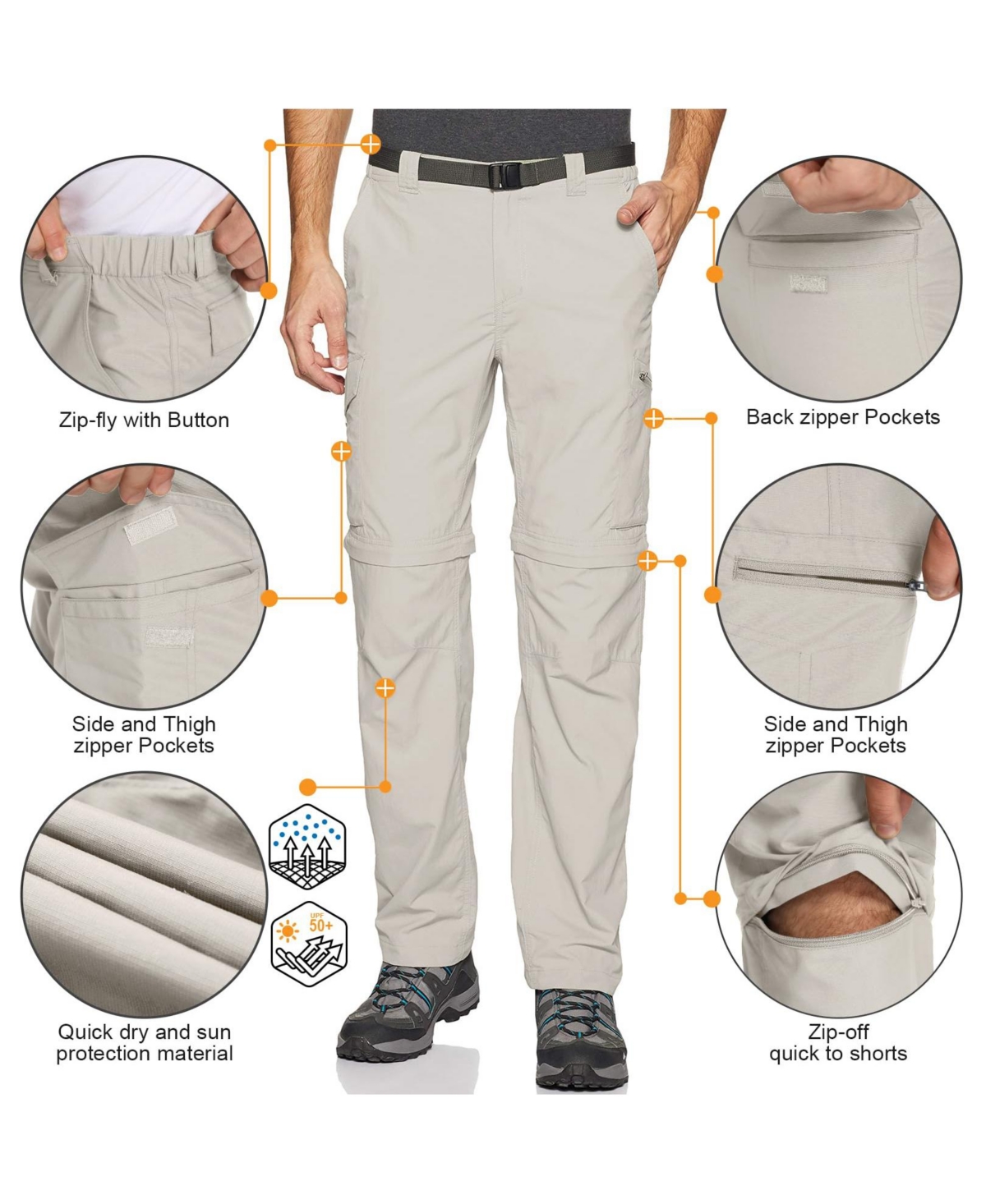 Piscifun Men's Convertible Quick Dry Hiking Pants Uv Protection Cargo for Camping Fishing Travel