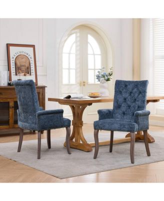 Upholstered Chenille Fabric Accent Dining Chair, Elegant Tufted Club Dining and Kitchen Armchair