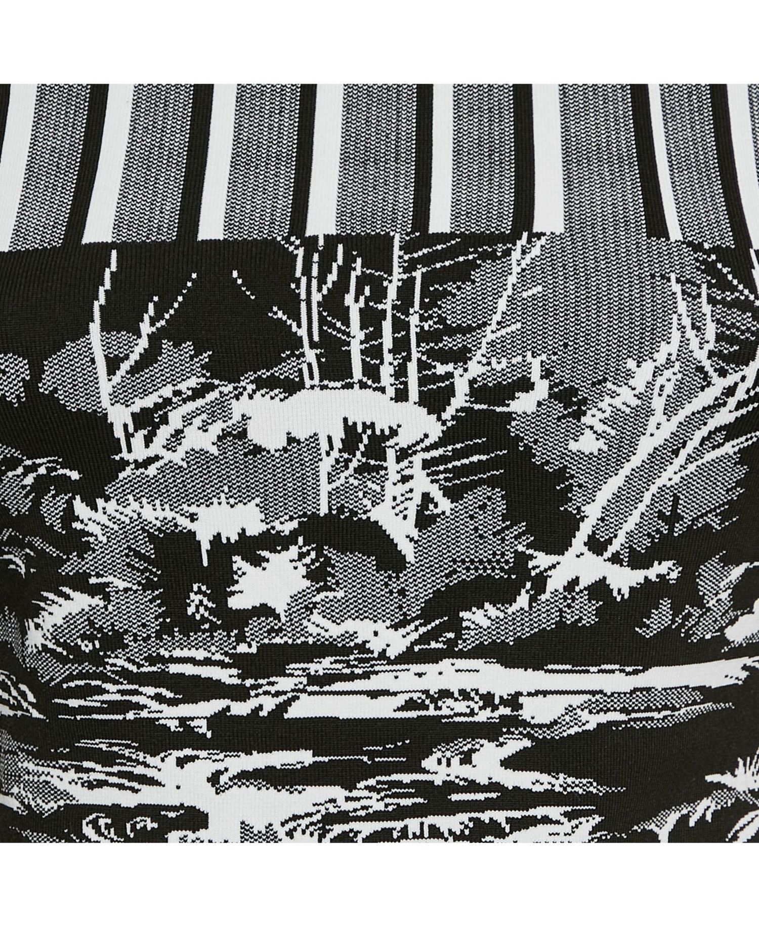 Women's Mixed-Print Knit Mock Neck Top