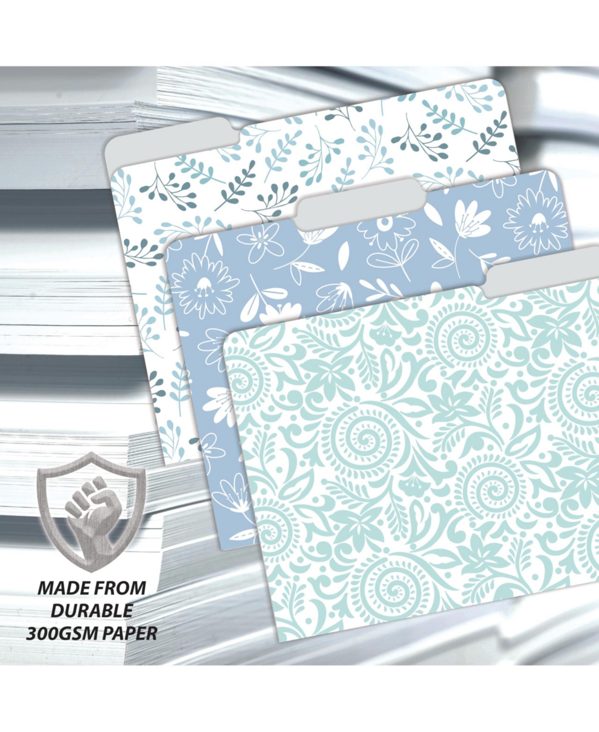 Danrong Decorative File Folders Floral Paisley Solid Heavyweight Laminated Tabs 18 Pack
