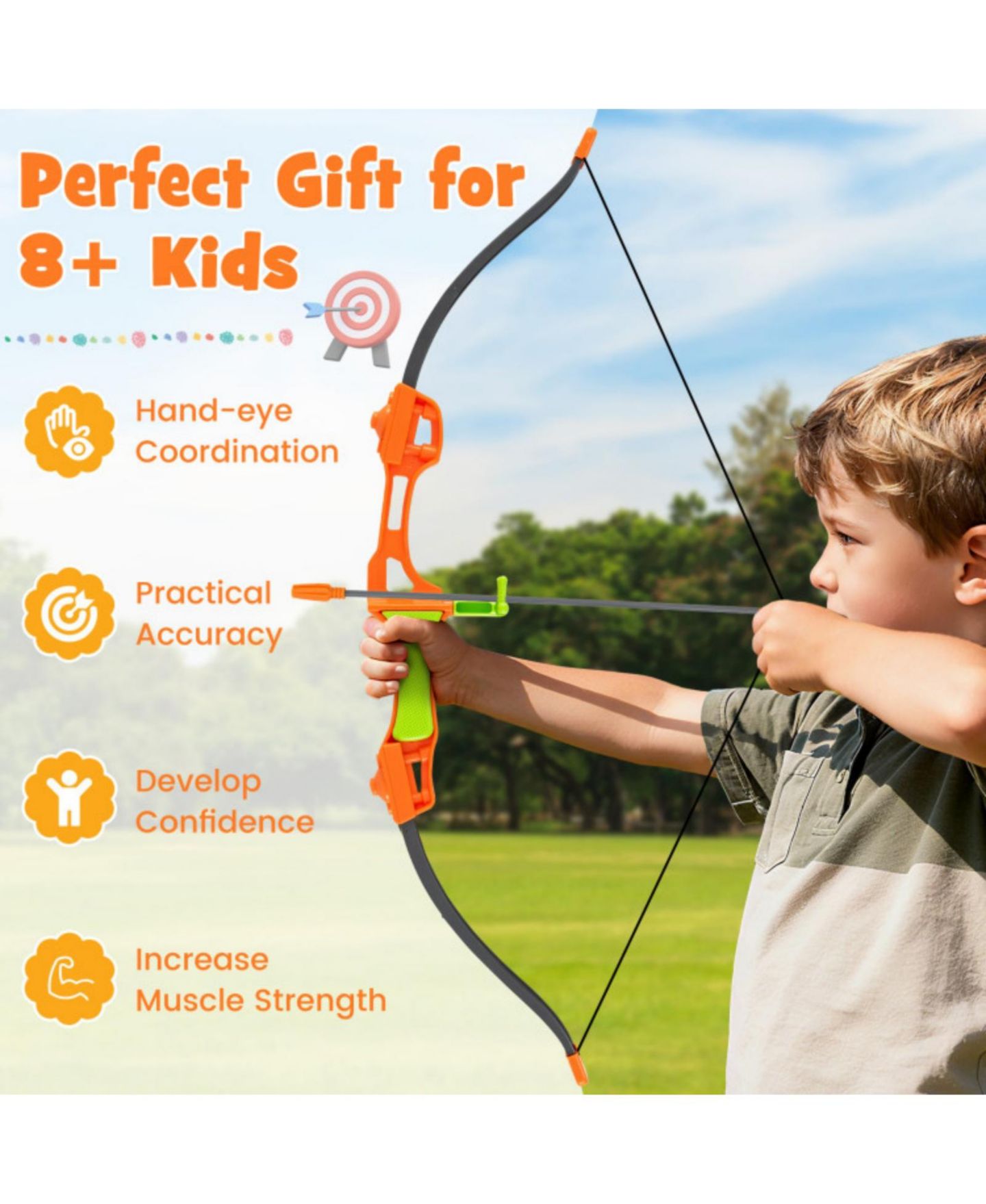 Детские игрушки SUGIFT 4-in-1 Axe Throwing Game Set with Bristle Target, 27.5" x 19.5" x 55", Ages 8+, цвет: Оранжевый — фото 7