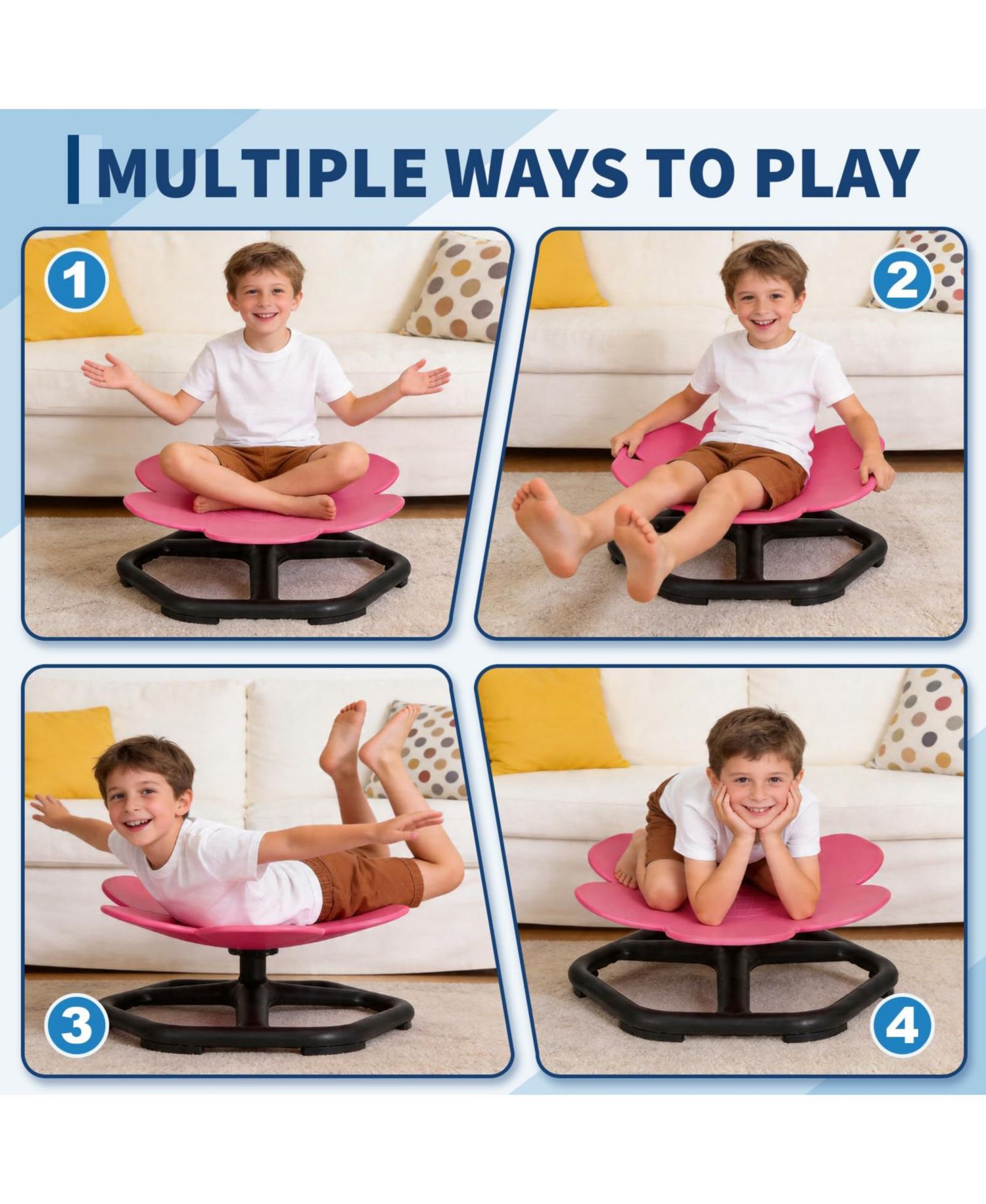 Kids Active Spin Chair - Flower Design Balance Seat with Non-Slip Pads, 220 lb Capacity