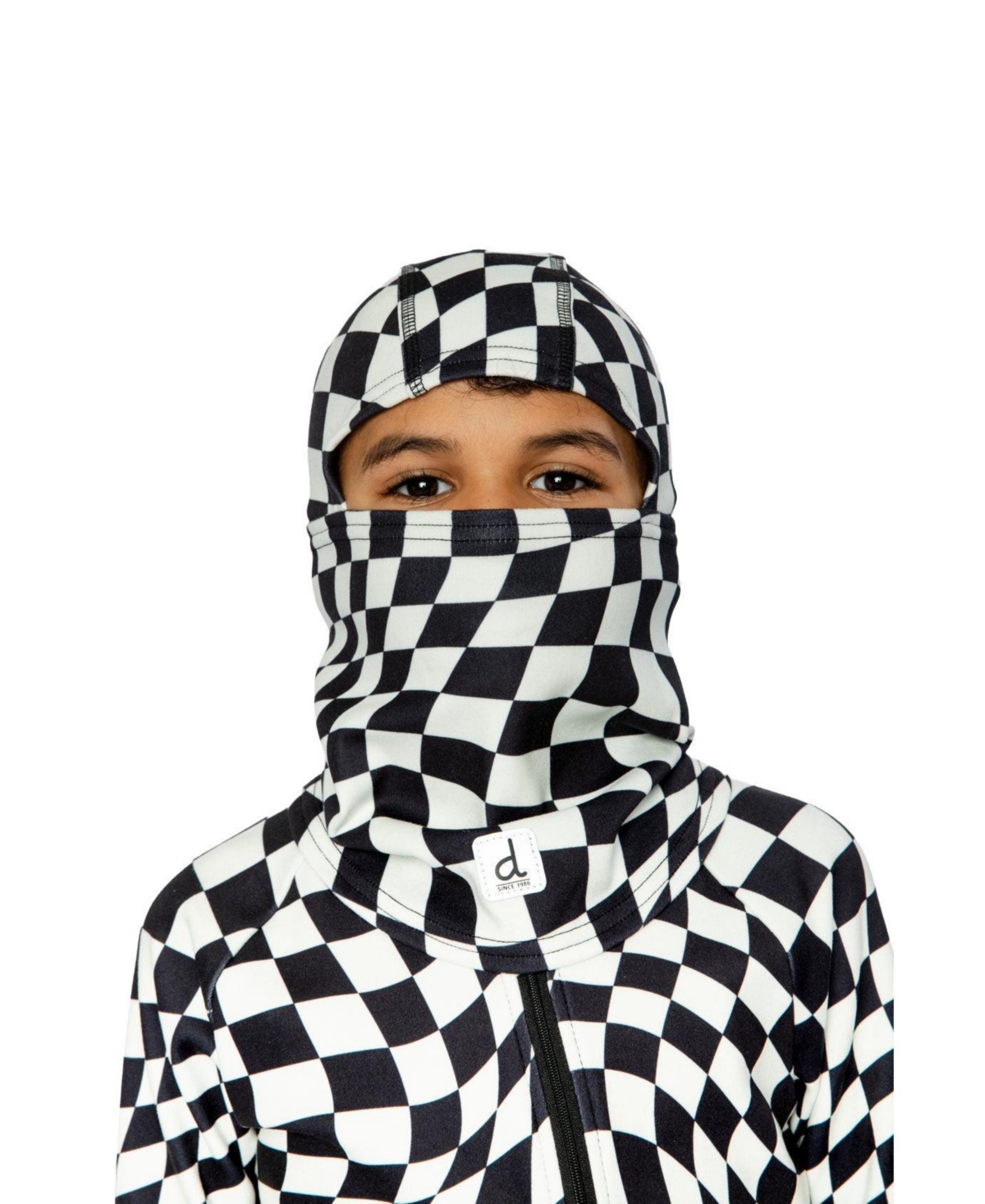 Deux par Deux Little and Big Boy 5-14 Brushed Jersey Balaclava Checkered Print
