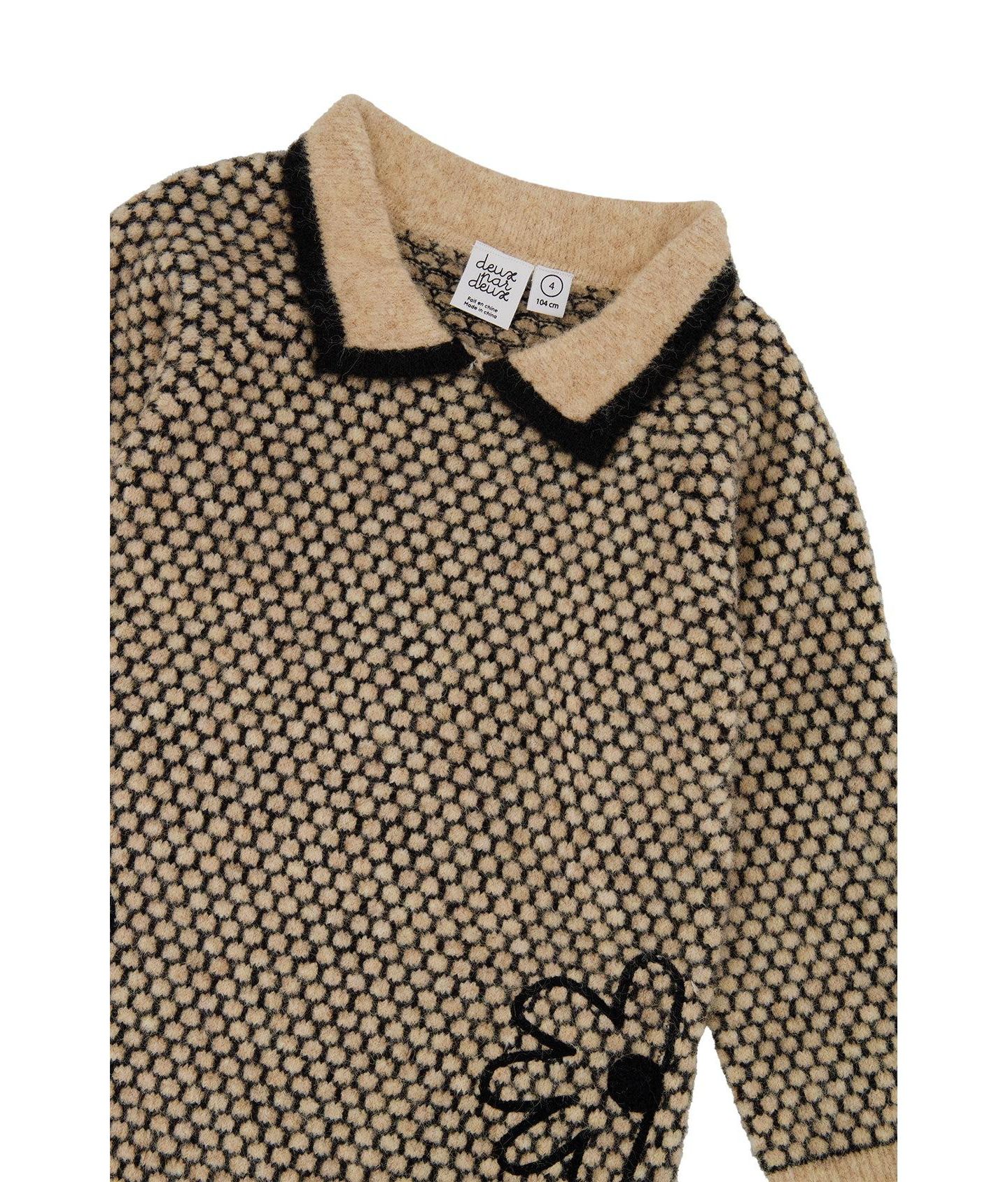 Платье Deux par Deux Knit Dress with Collar для девочек, цвет: Бежевый / Чёрный — фото 6