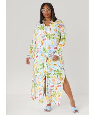 Women's Summer Print Mesh Duster