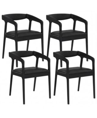 4Piece Accent Armchairs Upholstered PU Leather Chairs With Padded Backrest and Seat