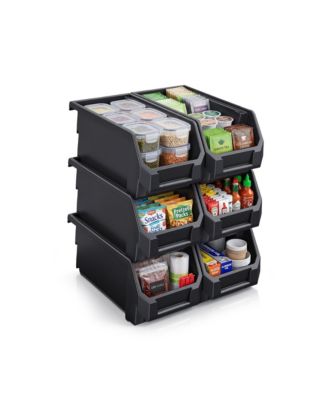 Large Open Front Stackable Kitchen Storage Bin - Pantry and Cabinet Organizer