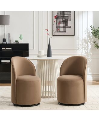 Modern Velvet Barrel Chair, 360degree(s) Swivel Armless Accent Chair Side Chair