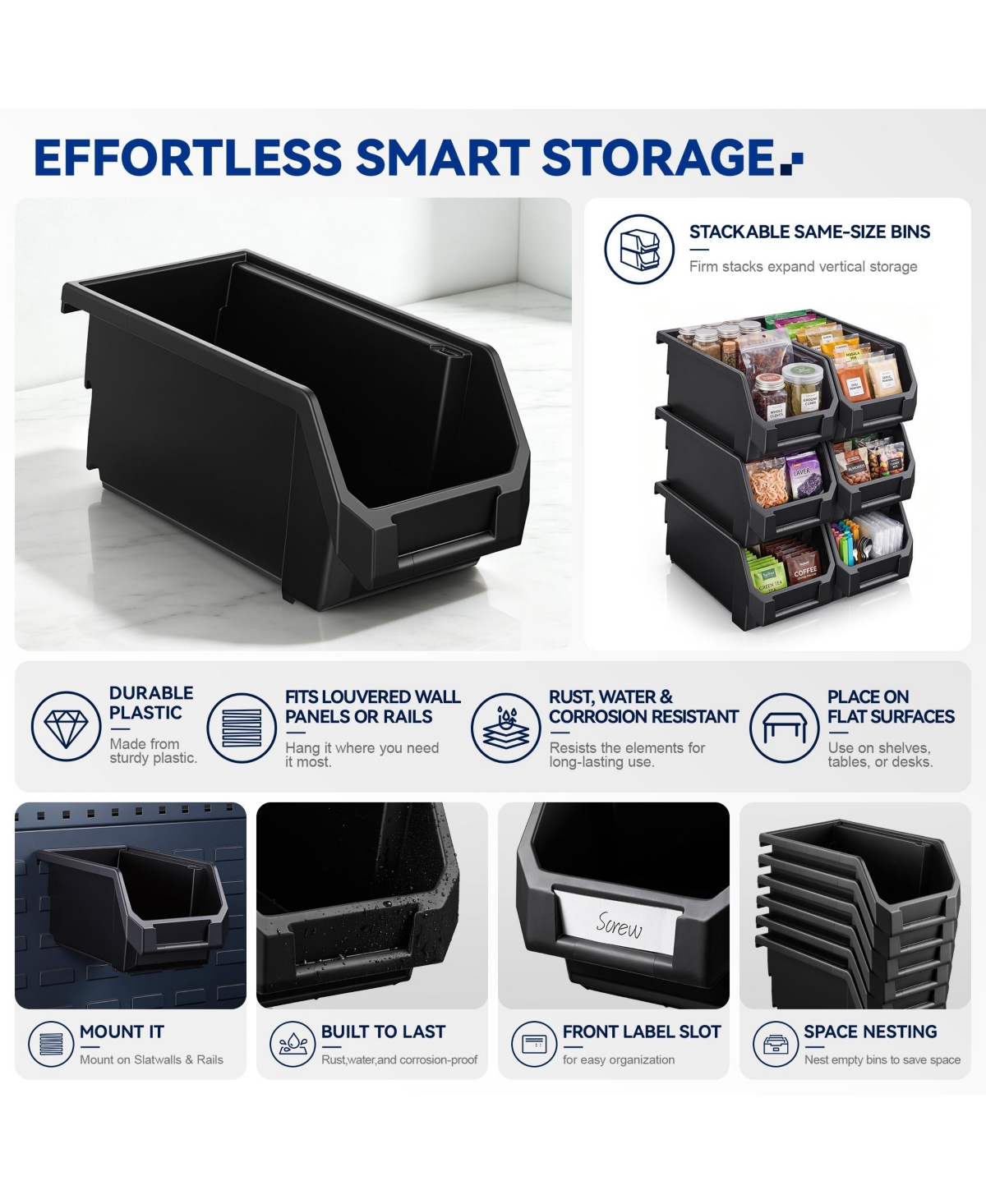 Sorbus Medium Open Front Stackable Kitchen Storage Bin - Pantry and Cabinet Organizer
