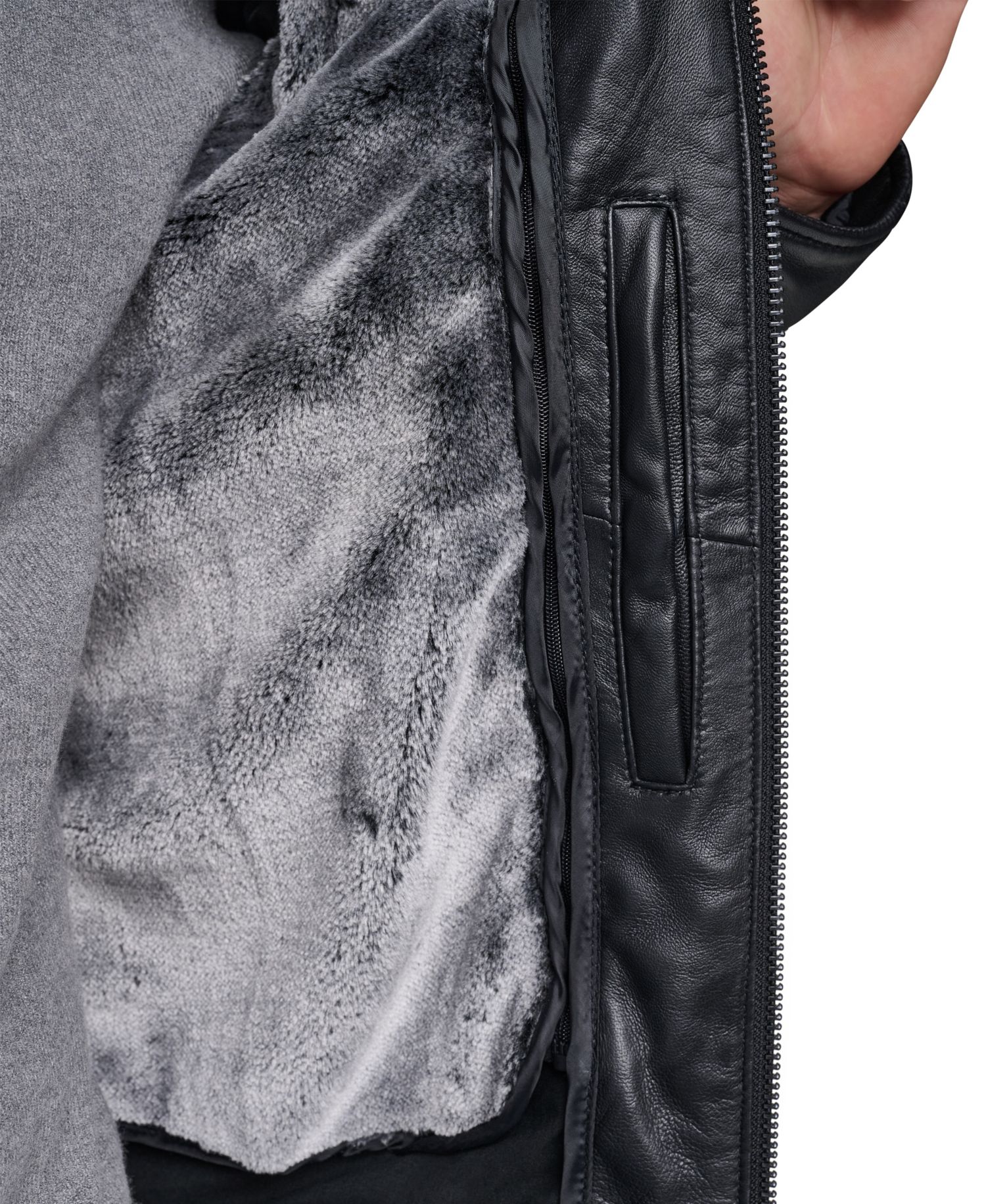 Men's Fur Lined Leather Jacket