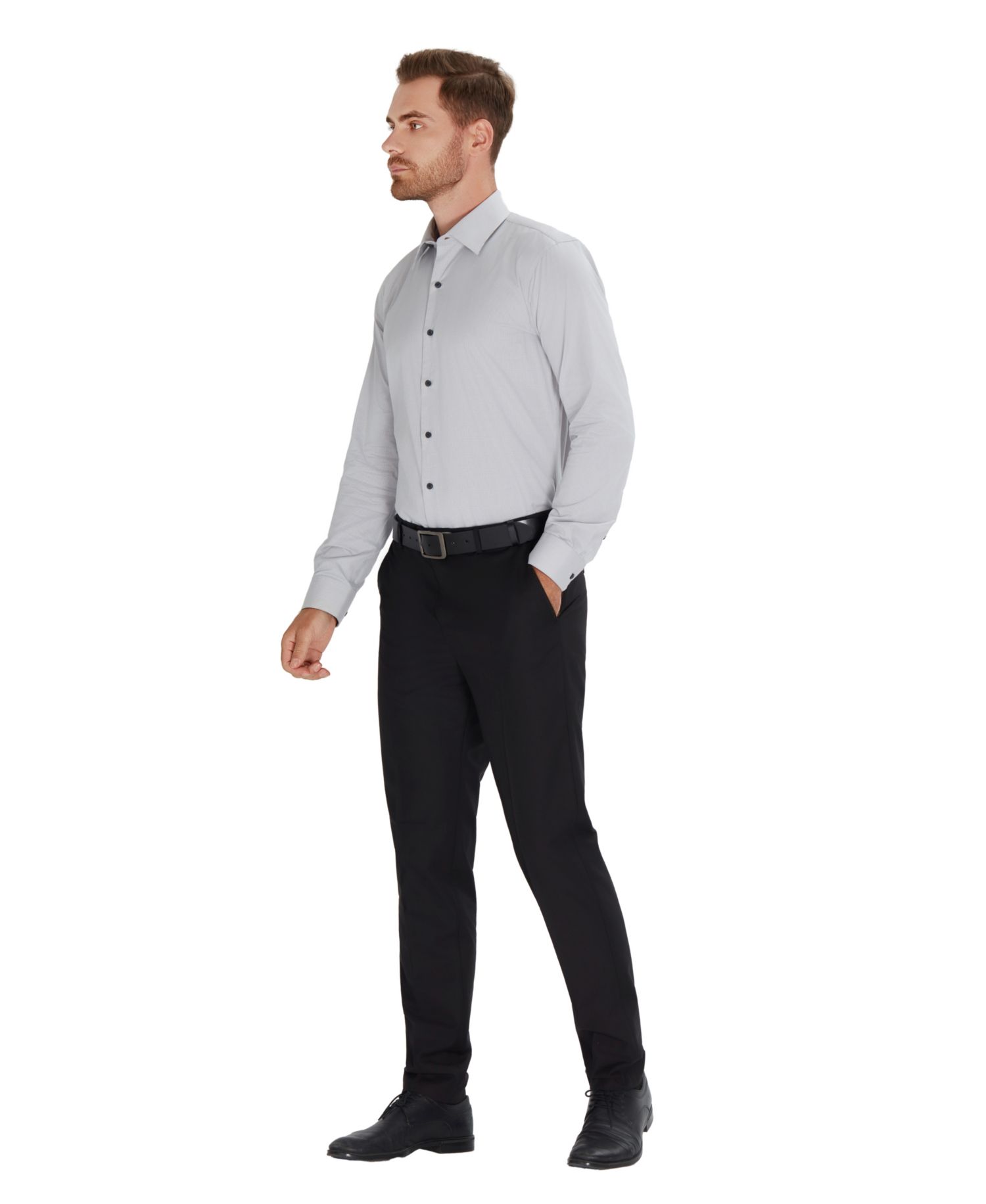Men's Slim-Fit Spread Collar Dress Shirt