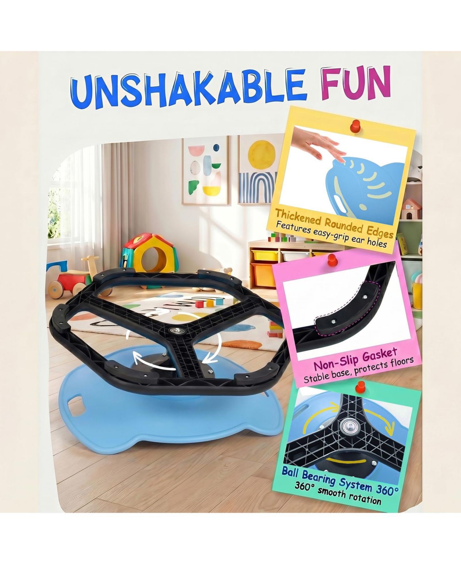 Spinning Sensory Chair, Glow-in-the-Dark Elephant Swivel Seat for ADHD/Autism, Non-Slip, Training Coordination