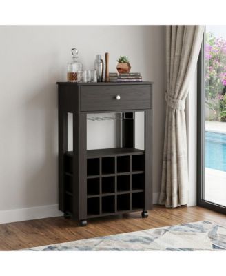 Rolling Bar Cart with Wine Storage