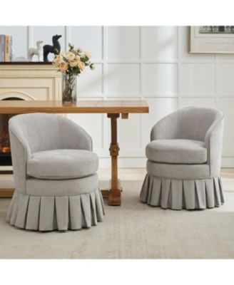 Set of 2 Upholstered Vanity Chairs with Side Pockets and Wood Legs, Mid-Century Tall Back Accent Seat