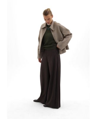 Women's Revyn Pinstripe Wide-Leg Pull-On Trousers