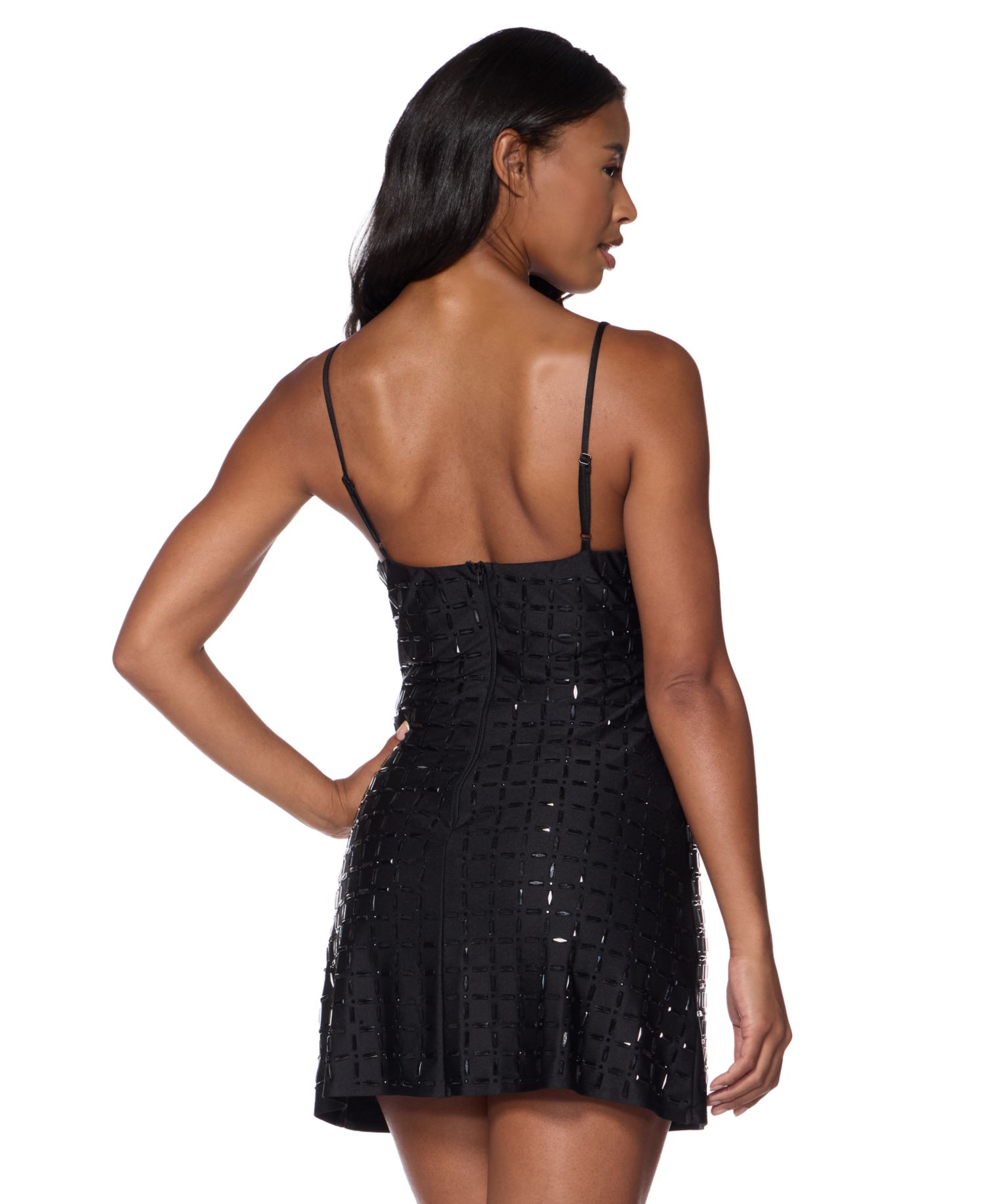 Juniors’ Spaghetti-Strap Mini Dress with Stones