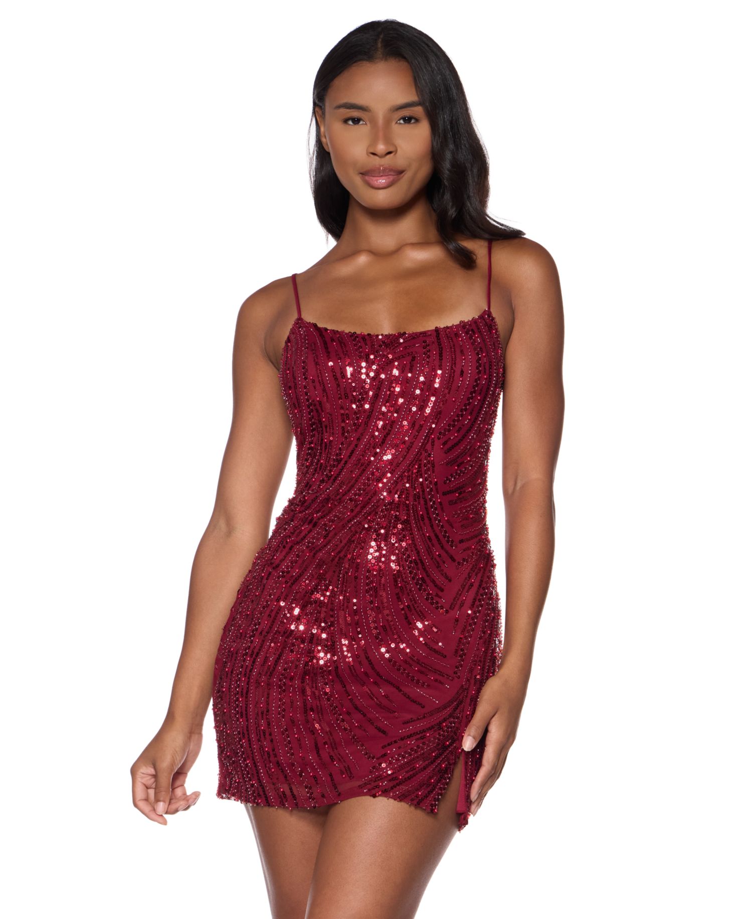 Juniors' Sequin Scoop Neck Sleeveless Mini Dress
