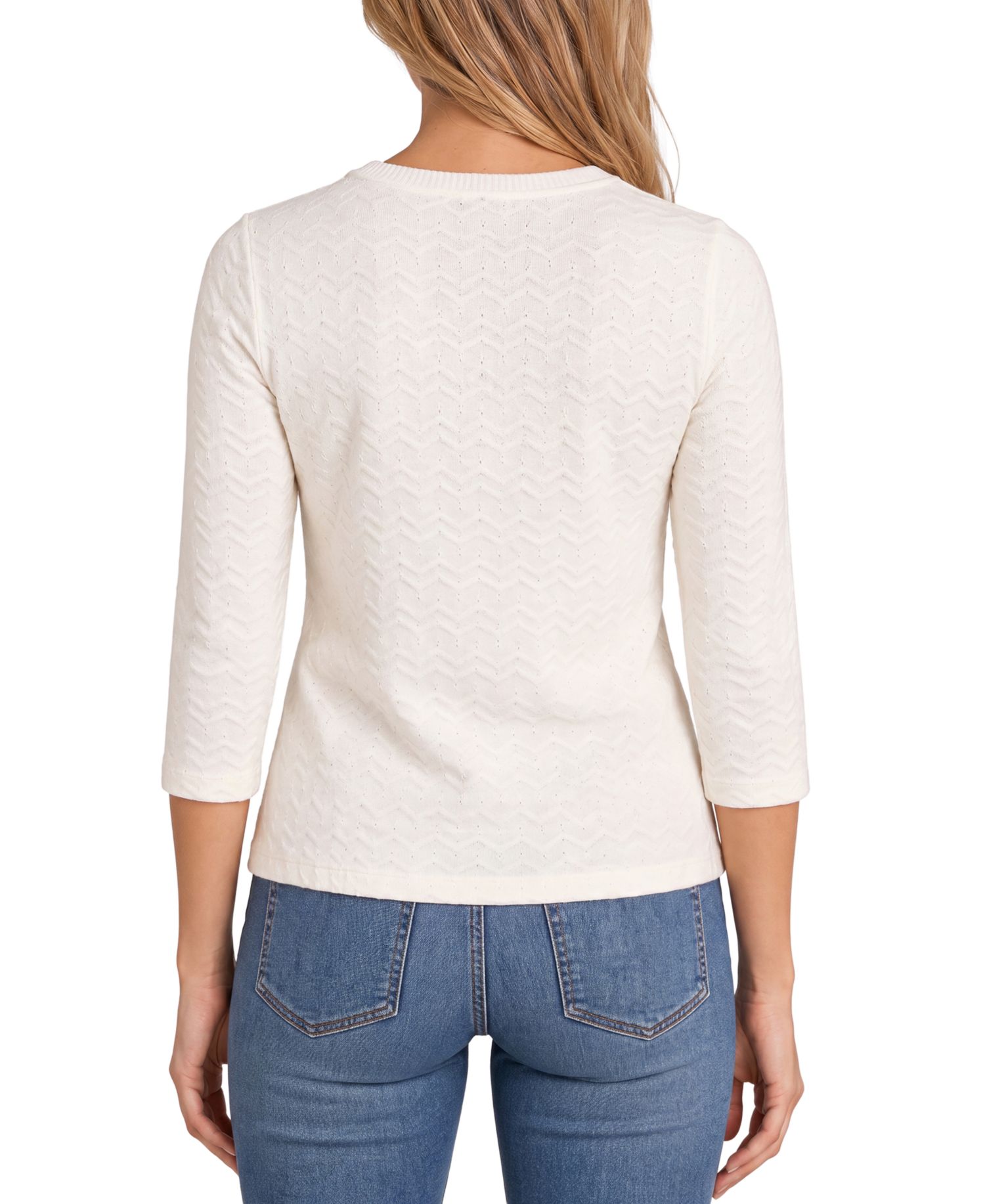 Women's Jacquard 3/4-Sleeve Knit Top