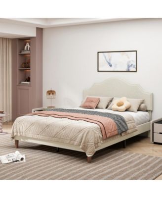 Queen Size Platform Bed with Adjustable Headboard - No Box Spring Needed, 1000 lbs Cap