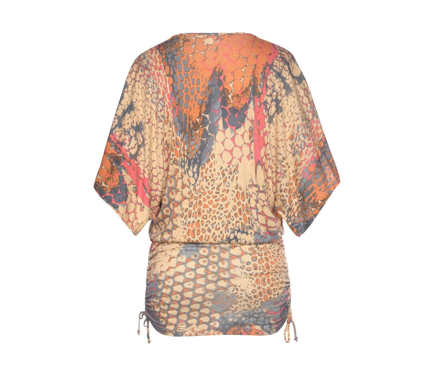 Women's Viscose Printed Ruched Drawstring Short Dress