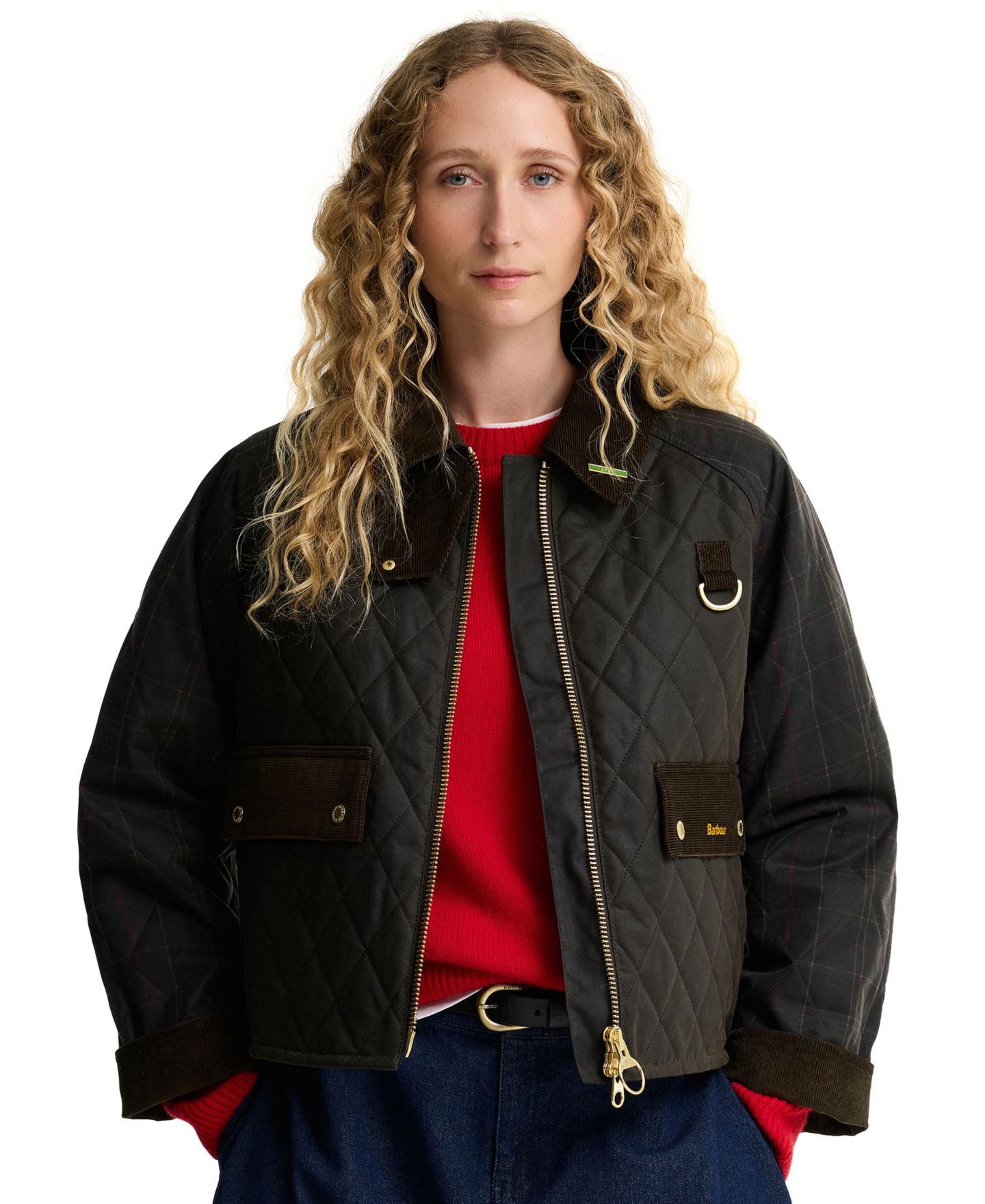 Женская куртка Barbour Tartan Icon Wax Quilt, цвет: Оливковый — фото 1