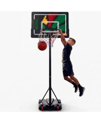 Kids Portable Basketball Hoop – Adjustable Indoor Outdoor Basketball Goal with Wheels and Backboard for Kids Play