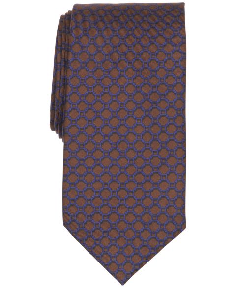 Мужской галстук Club Room Martintown link Classic Tie, цвет: Коричневый