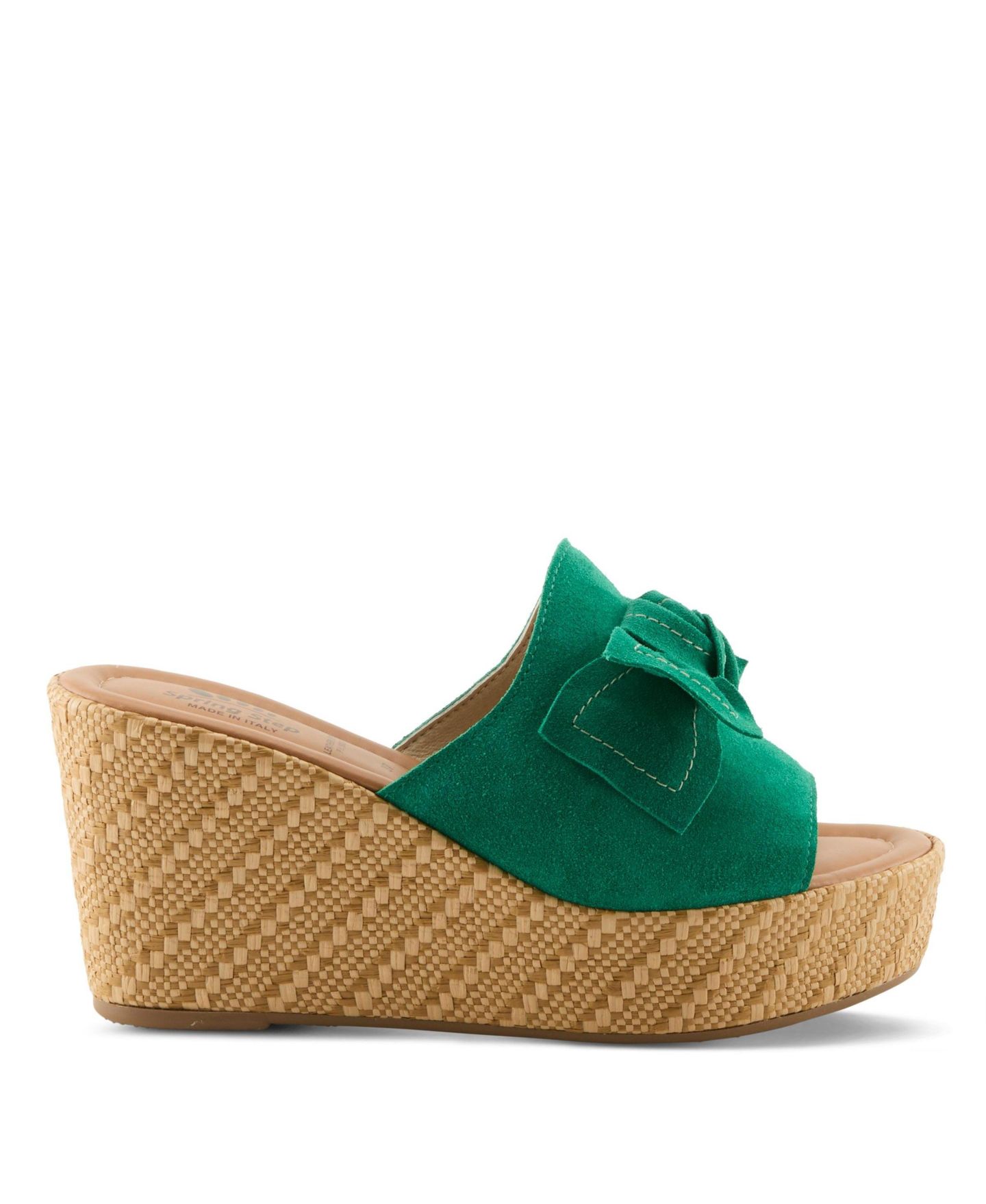 Женские сандалии Spring Step Ellyn-Woven Wedge with Suede Upper, цвет: Зелёный замшевый — фото 5