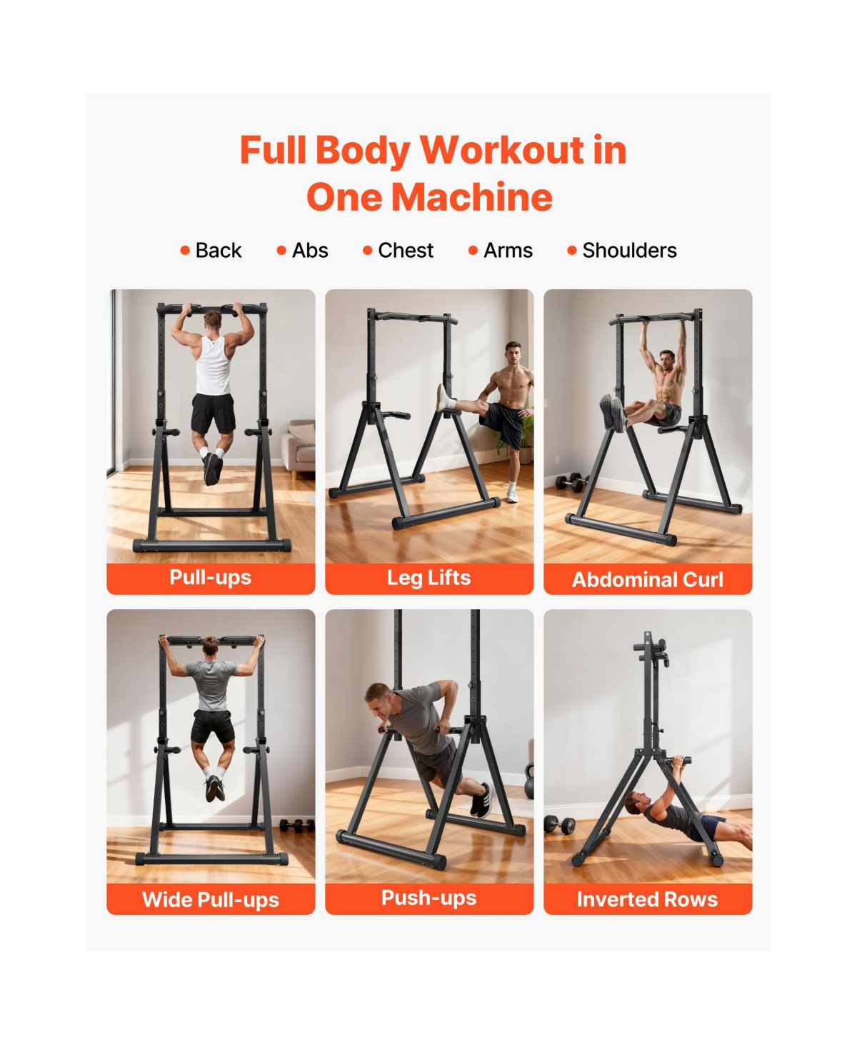 Sevorley Freestanding Foldable Pull-Up and Dip Station, 9-Level Height, 330 lb Capacity