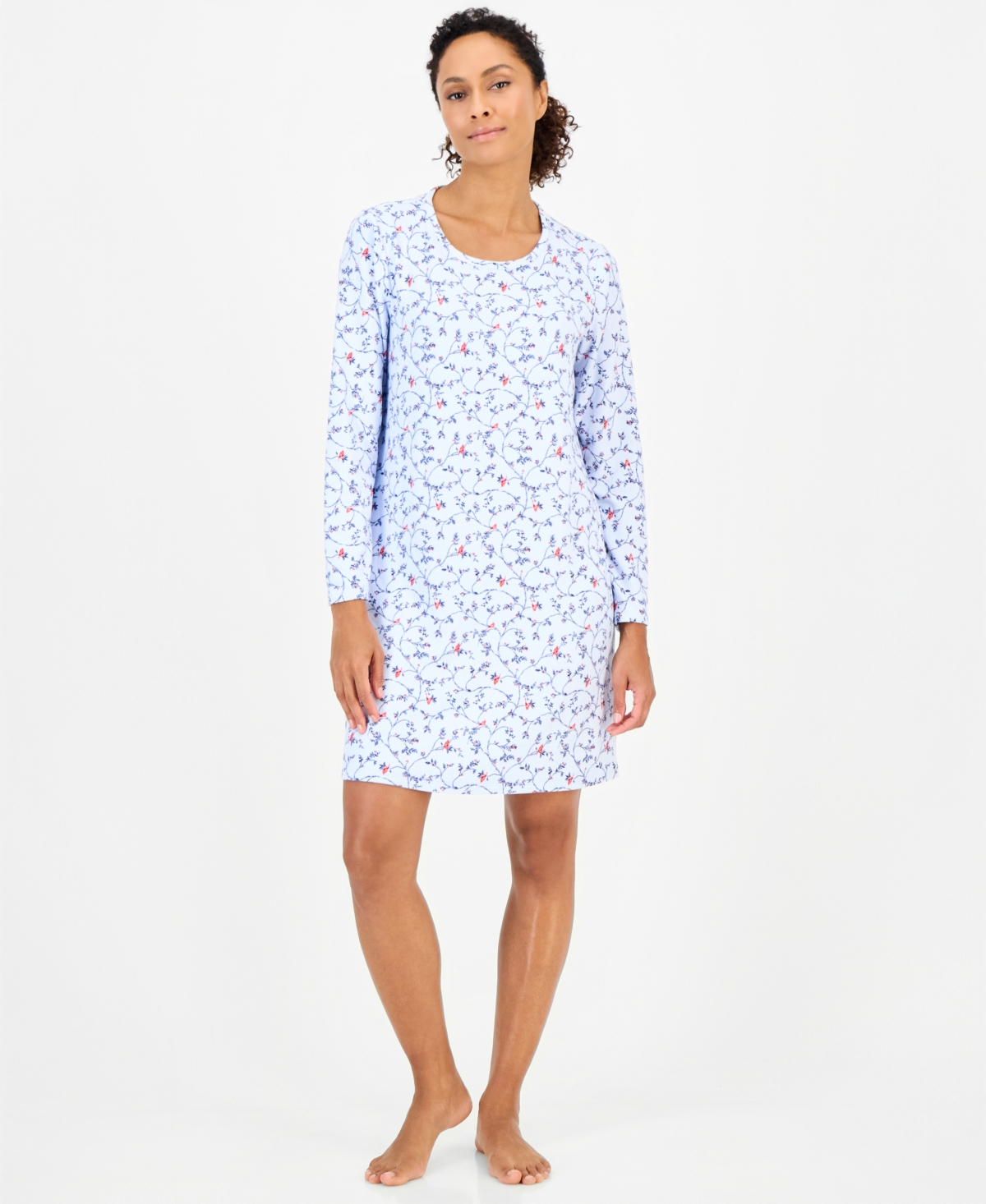 Charter Club Women's Long Sleeve Soft Knit Sleepshirt, Macy's Exclusive - Blue Cardinal