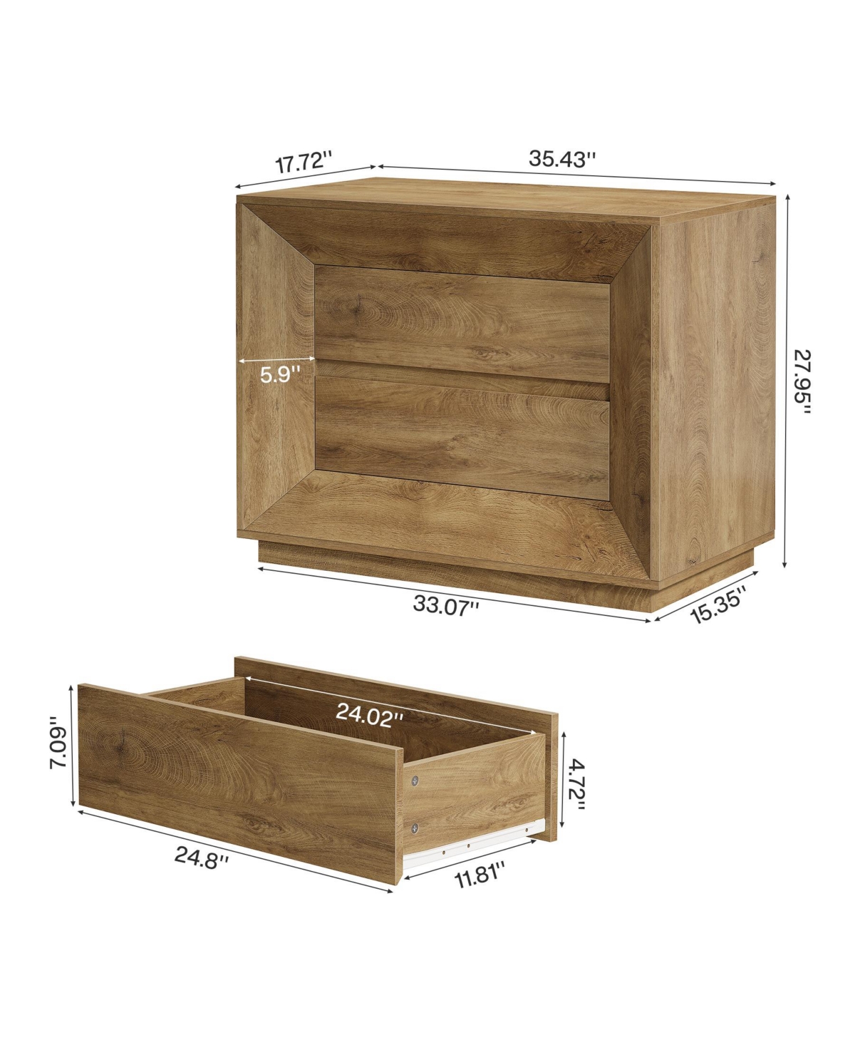 Tribesigns Large Nightstand Set of 2, Oversized Night Stand with 2 Drawers, 35.43" Wide Bedside Table Sofa Side Table