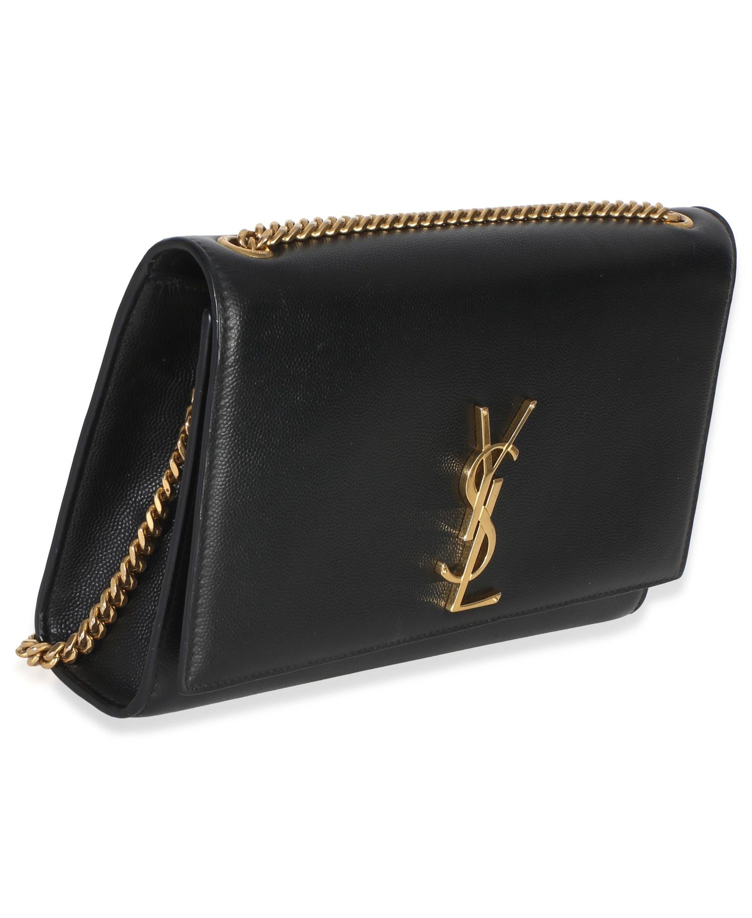 Black Grain De Poudre Medium Kate Chain Bag