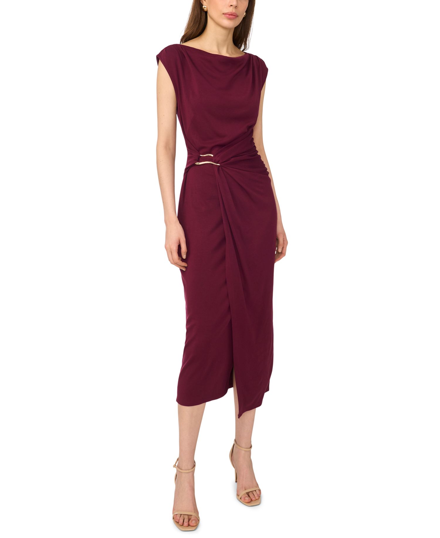 Petite Sleeveless Wrap Midi Dress